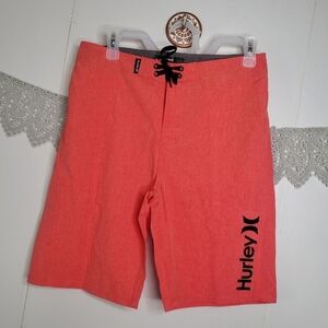 Boys Hurley Boardshorts Swim Trunks Bright Crimson Heather Size 18 Waist 29 NWT